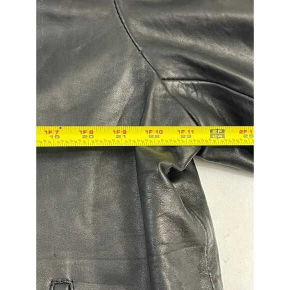 IZOD Men's Black Leather Jacket Full Zip Lined Size XL Classic Style - Picture 15 of 16